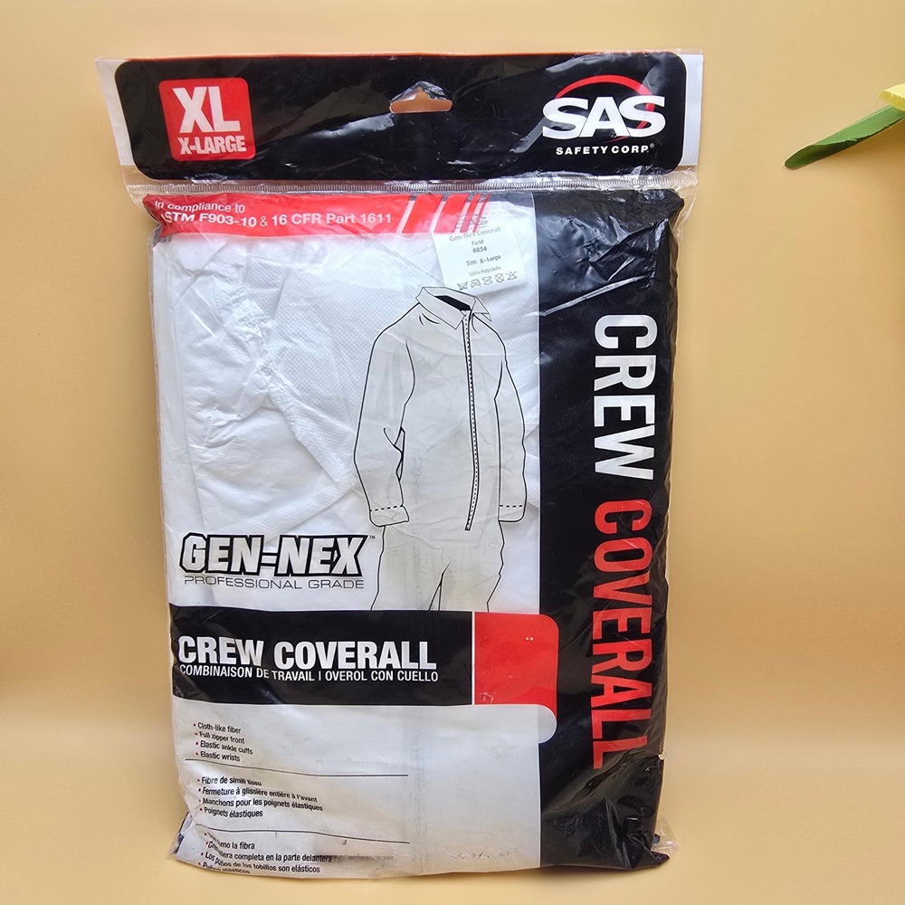 SAS‎ Safety Corp Gen-Nex Professional Grade Crew Coverall White XL 6854 Suit New